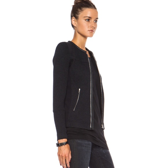 IRO Clever Dark Grey Knitted Jacket with Lambskin Trim - Picture 14 of 15